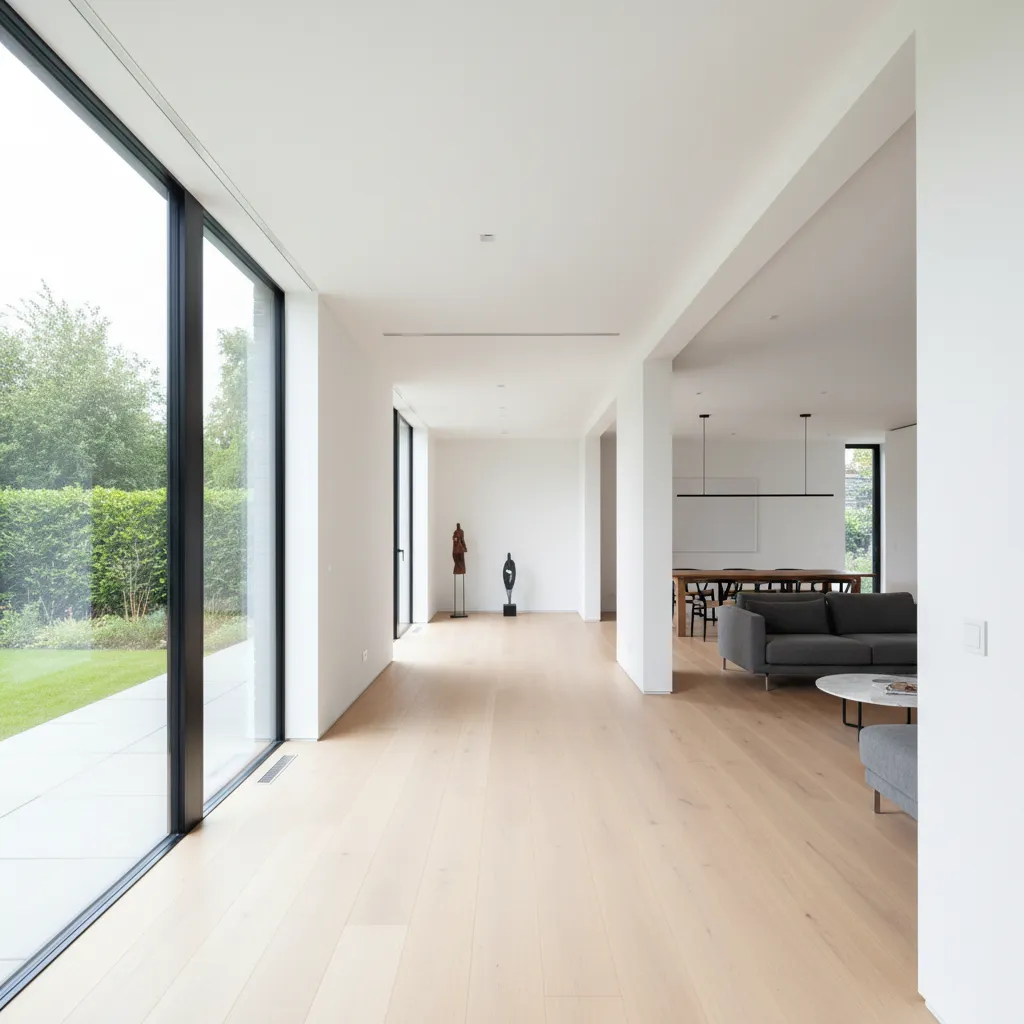 Pasillo y flujo de circulación dentro de una vivienda moderna