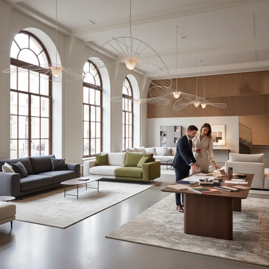 showroom de mobiliario contemporáneo en una ciudad de diseño