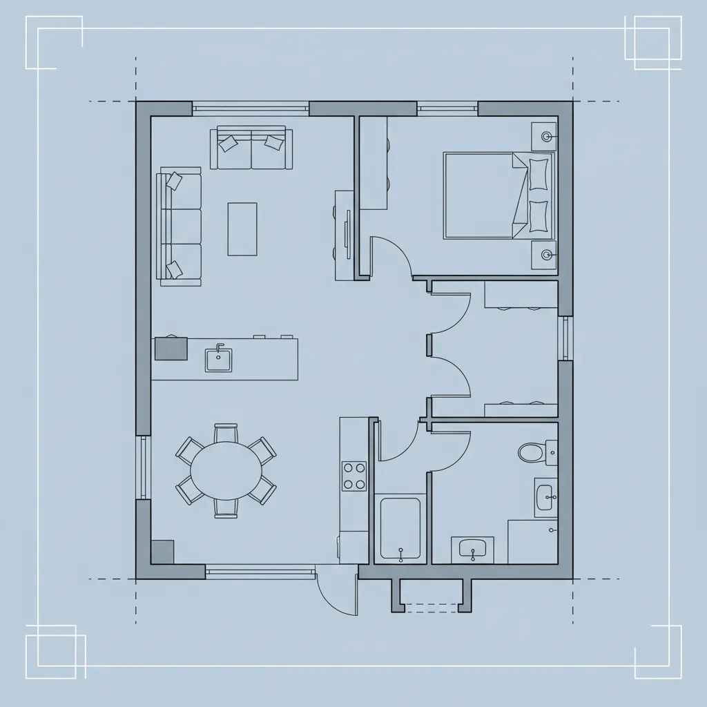 Clean architectural 2D floor plan generated from a 3D model