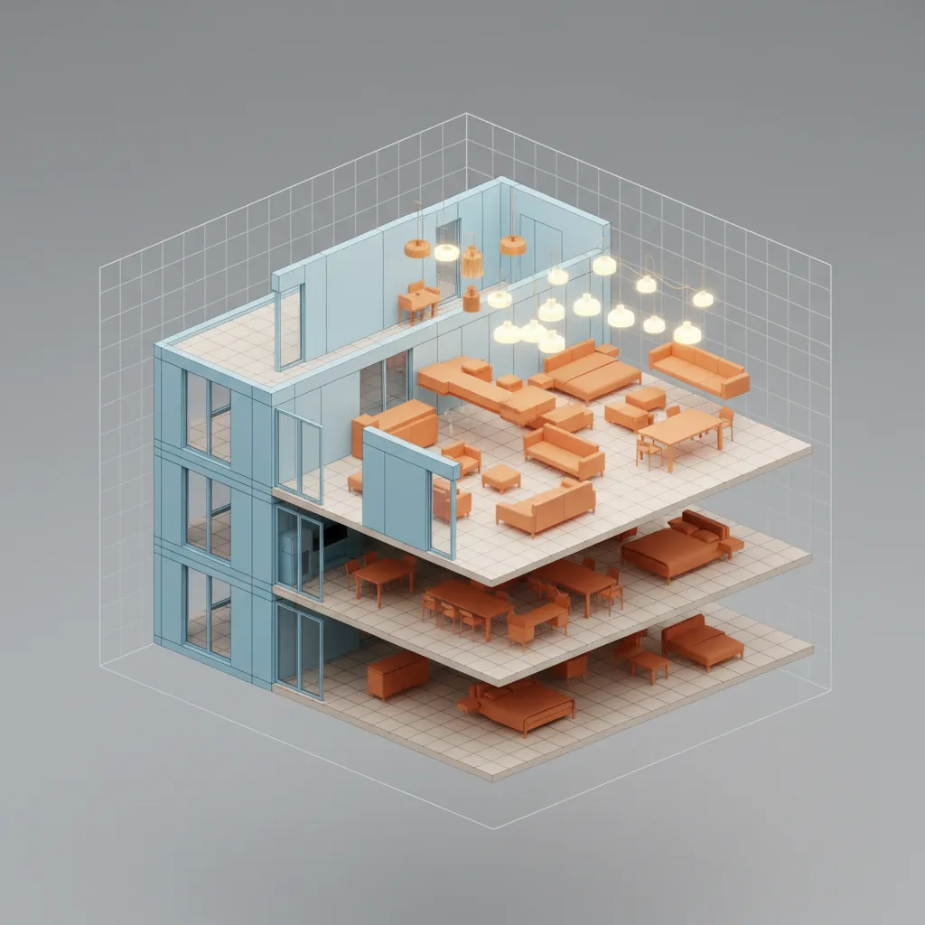 Clean AutoCAD architectural model with organized layers for export