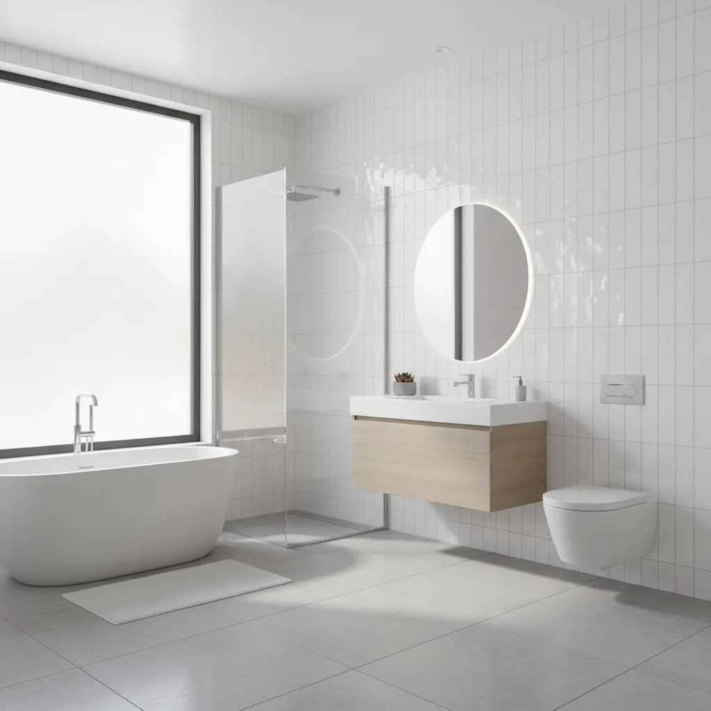 sparkling clean bathroom wall tiles after deep cleaning