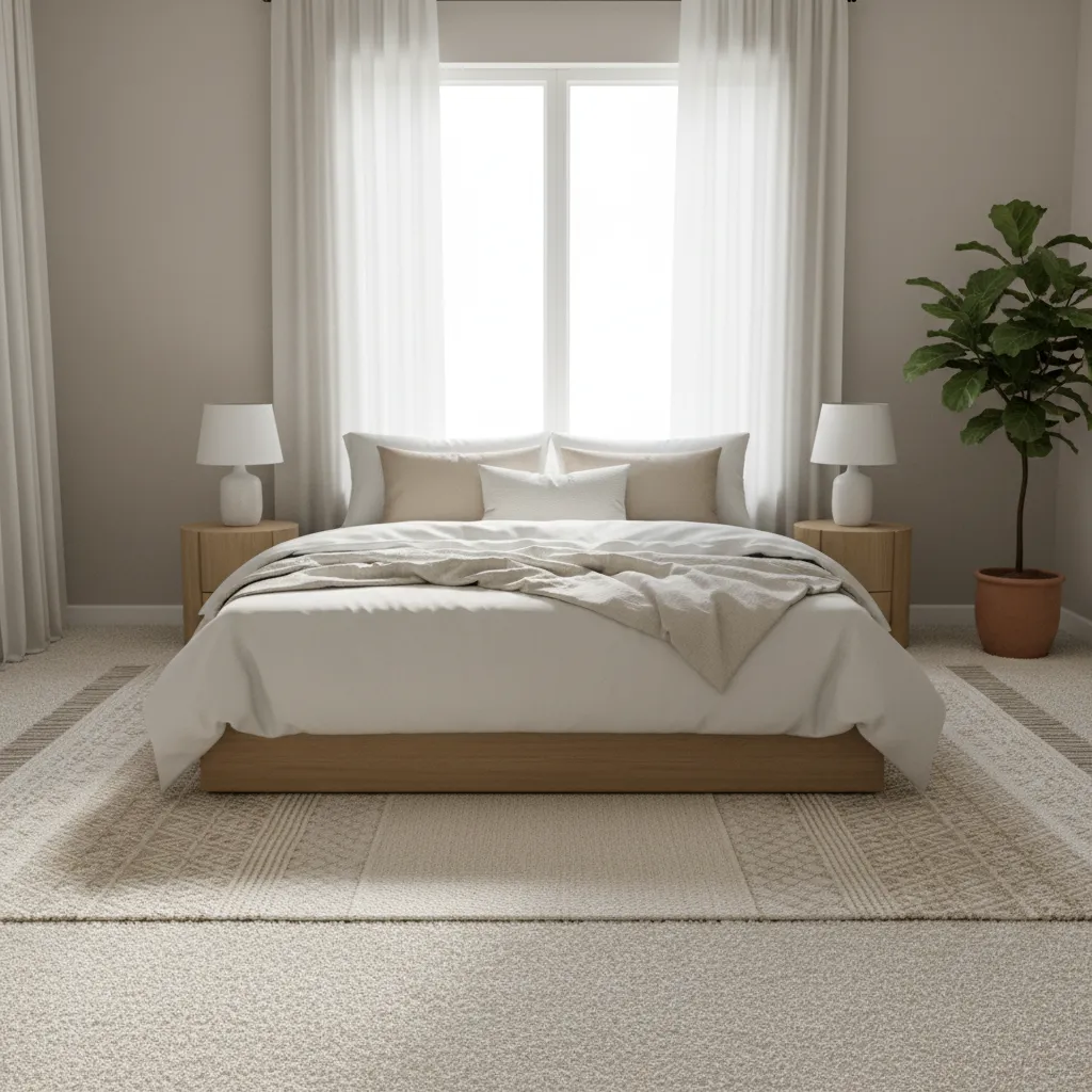 fresh clean bedroom interior after odor removal and cleaning