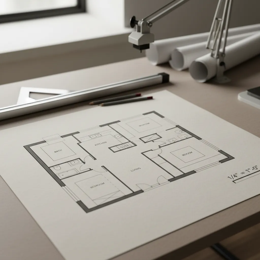 example of a clean architectural floor plan prepared for 3D modeling conversion