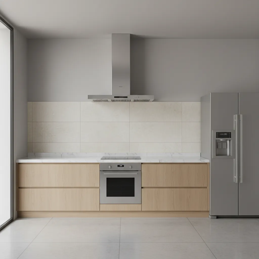 Clean kitchen exhaust fan filter installed in modern range hood