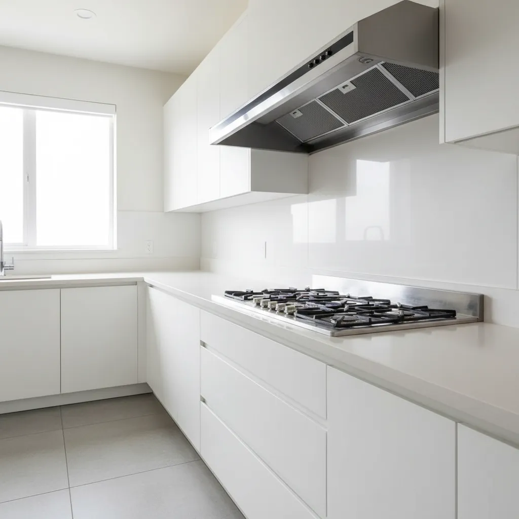 Clean kitchen exhaust fan above stove after degreasing