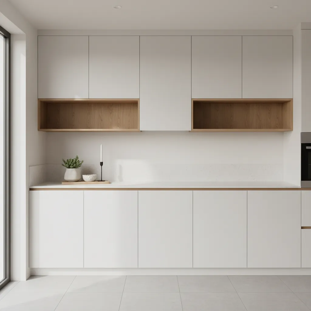Minimal clutter kitchen with simple styling and neutral tones