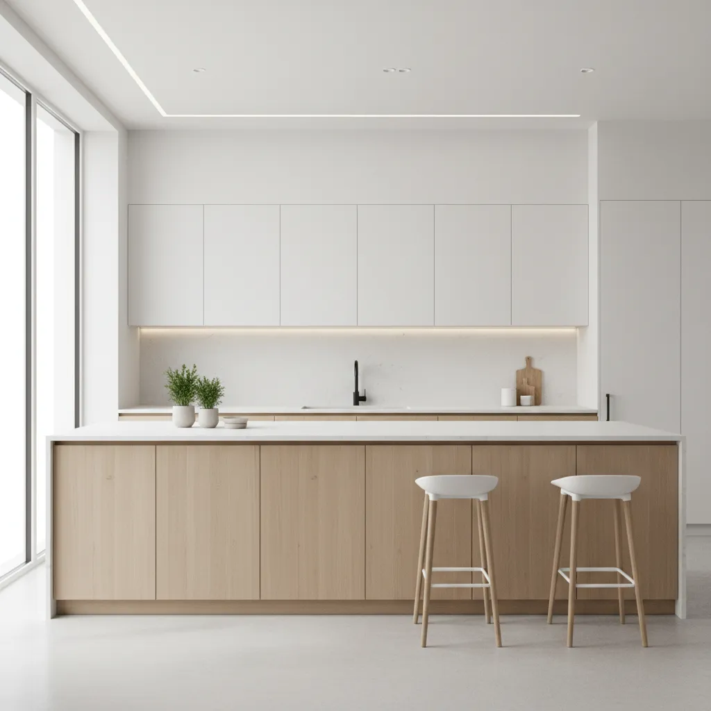 Clean modern kitchen with sealed countertops and organized storage