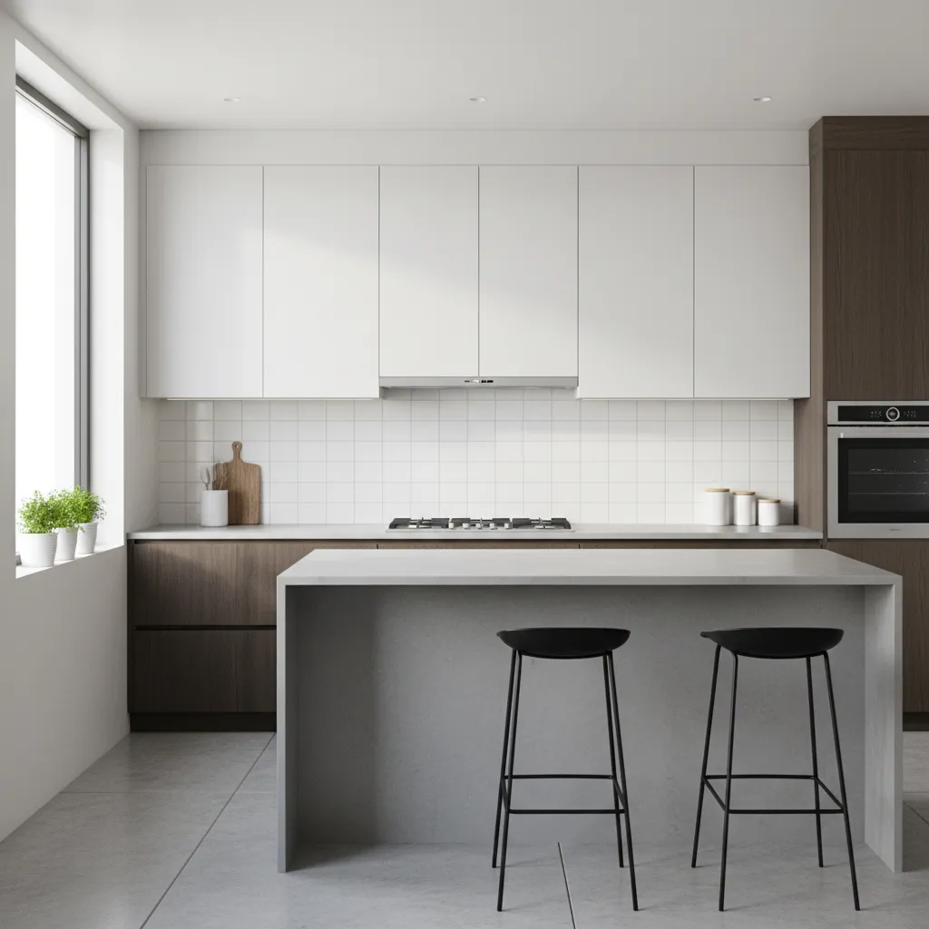 Clean modern kitchen backsplash tiles after grease removal