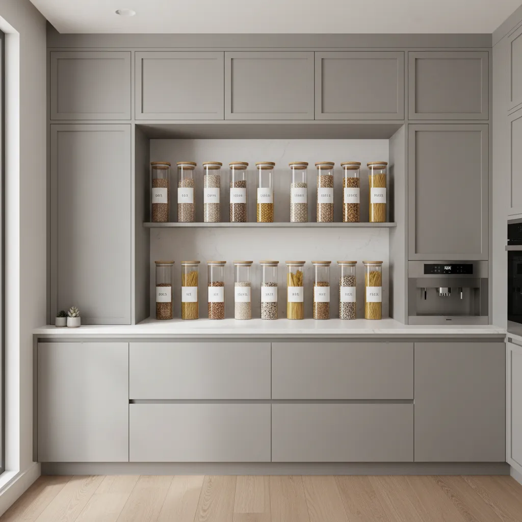 clean modern kitchen with sealed storage containers preventing ants