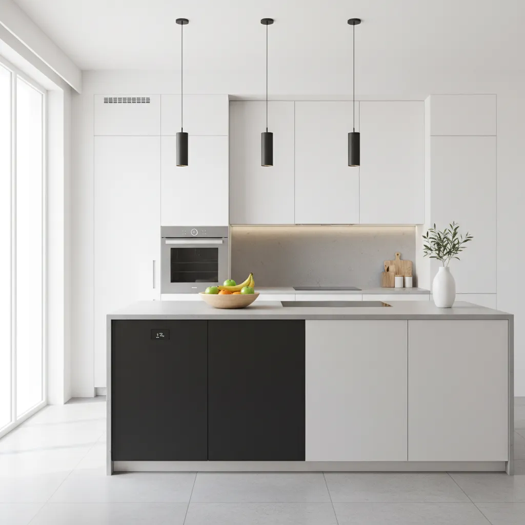 organized modern kitchen designed to prevent fruit flies