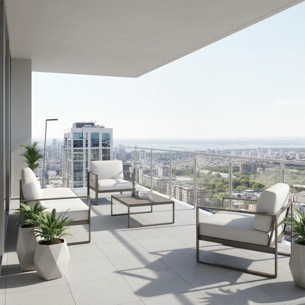 Clean textured balcony tile floor designed to prevent slipping