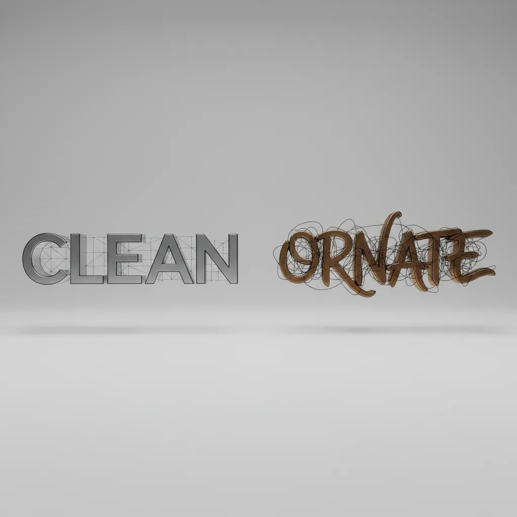 comparison of simple sans serif font and decorative script font converted to 3D geometry