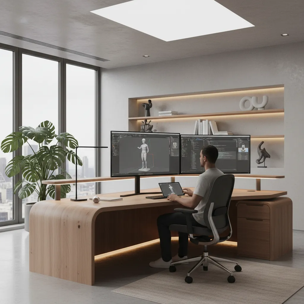 3D artist cleaning a scanned mesh model in Blender software