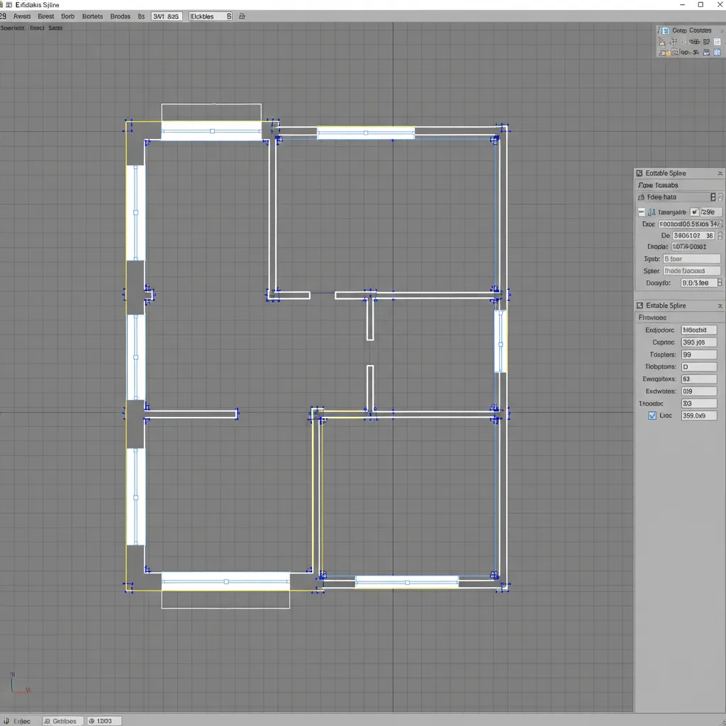 Editing spline vertices in 3ds Max to clean imported CAD floor plan lines