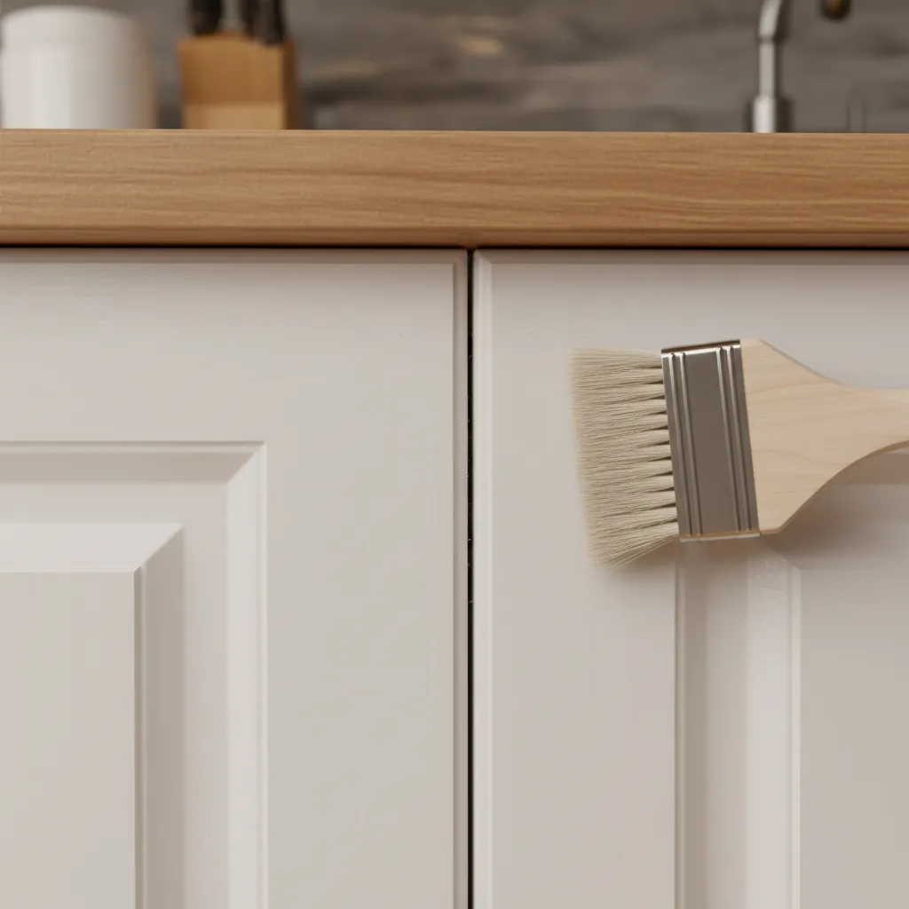 soft brush cleaning smoke residue from cabinet panel grooves
