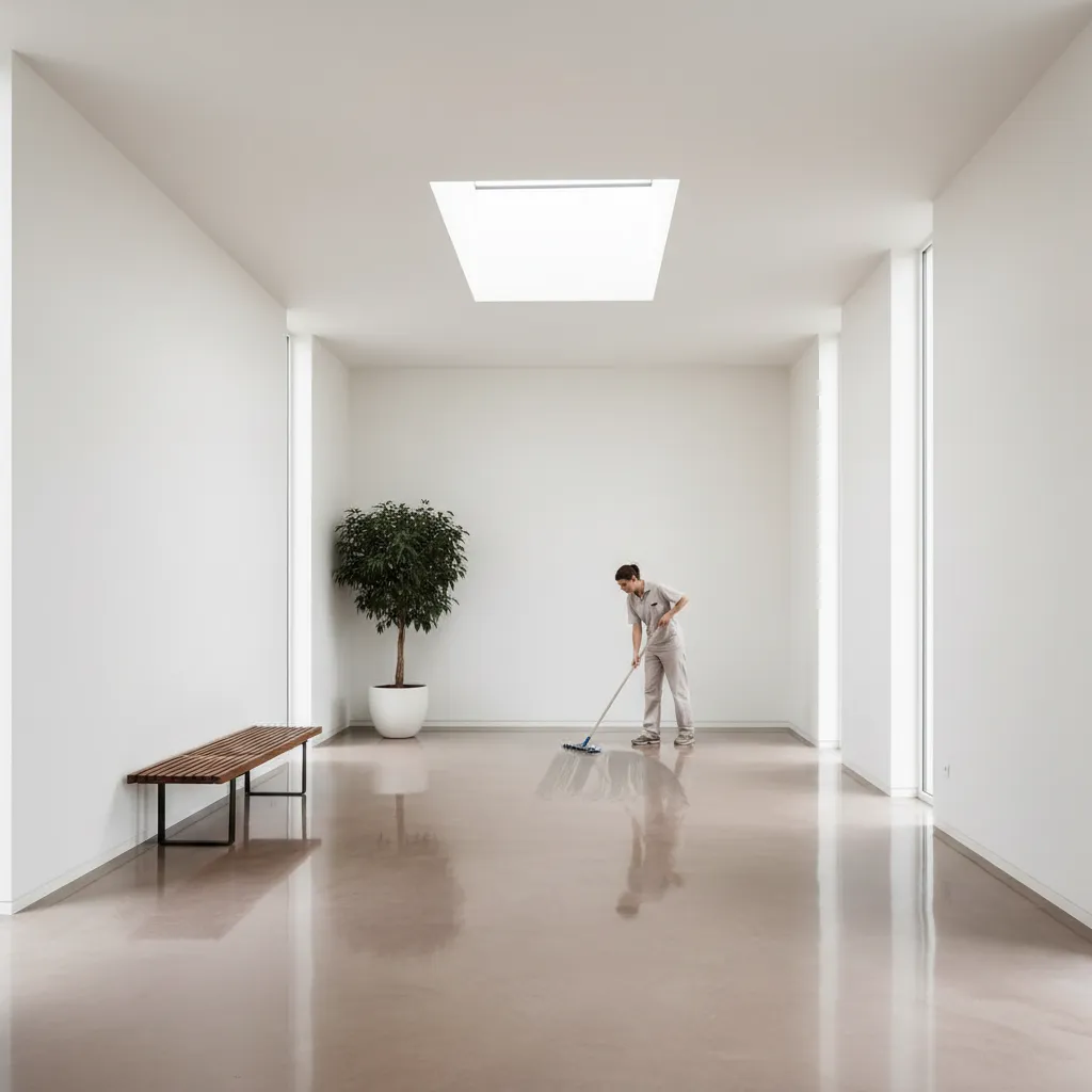 Cleaning and maintaining glossy epoxy flooring surface