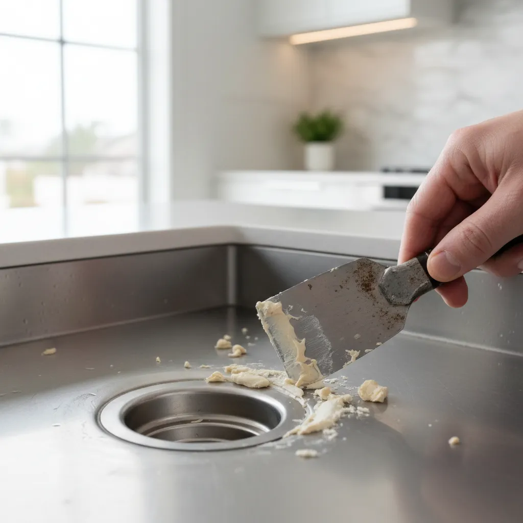 Cleaning old plumber's putty from a sink drain opening