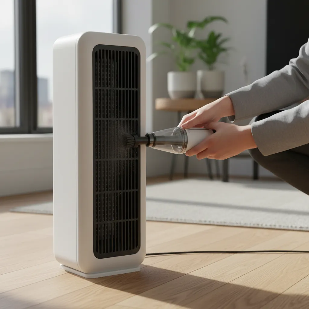 cleaning dust from portable electric heater air vents