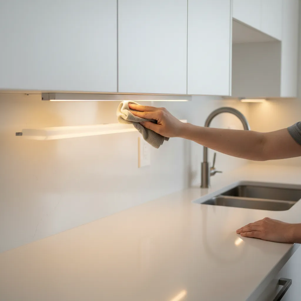 Cleaning LED under cabinet light cover to maintain brightness