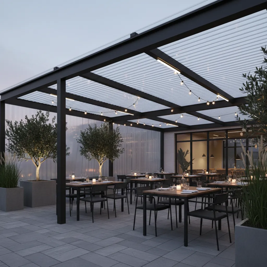 Clear Patio Roofing Solutions for Restaurants and Outdoor Dining Areas