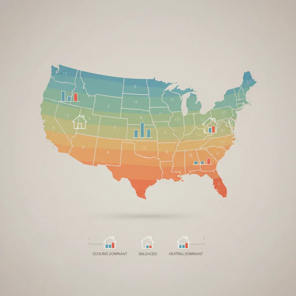 Illustration of climate zones affecting residential cooling load requirements