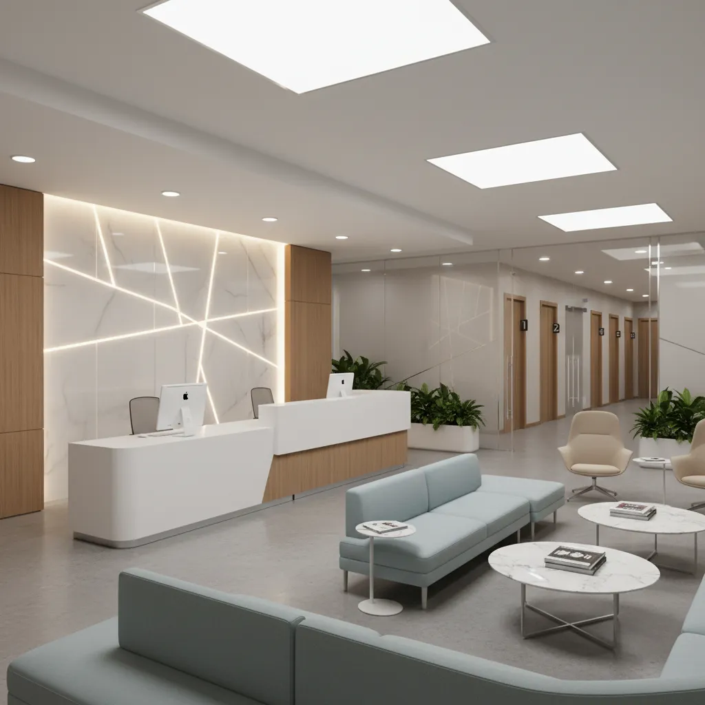 Medical clinic reception and waiting area designed for smooth patient flow