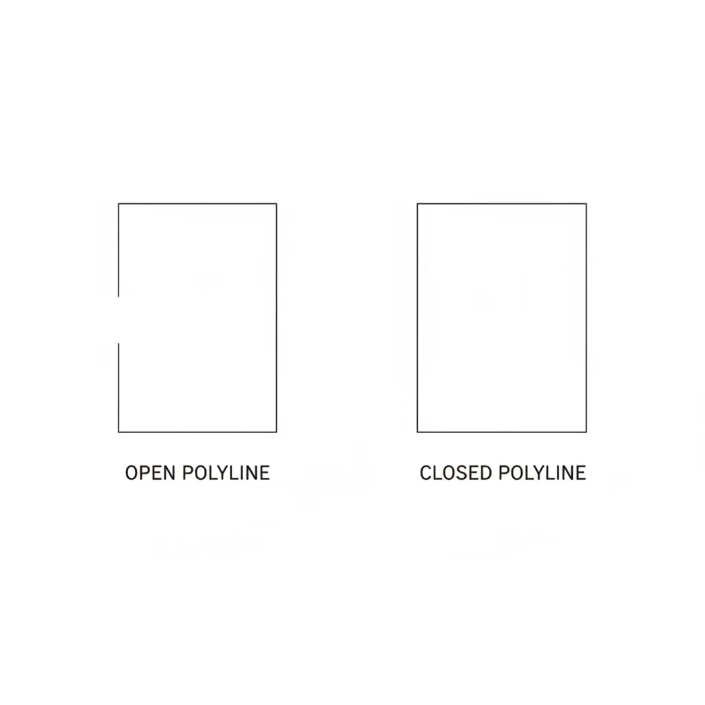Comparison diagram showing a simple open line shape next to a fully closed box shape