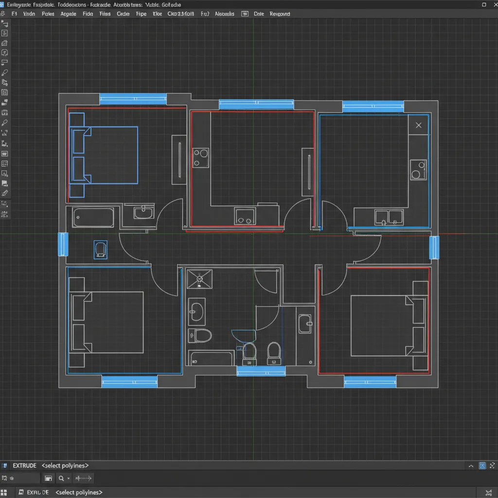 closed polyline floor plan prepared for 3D extrusion