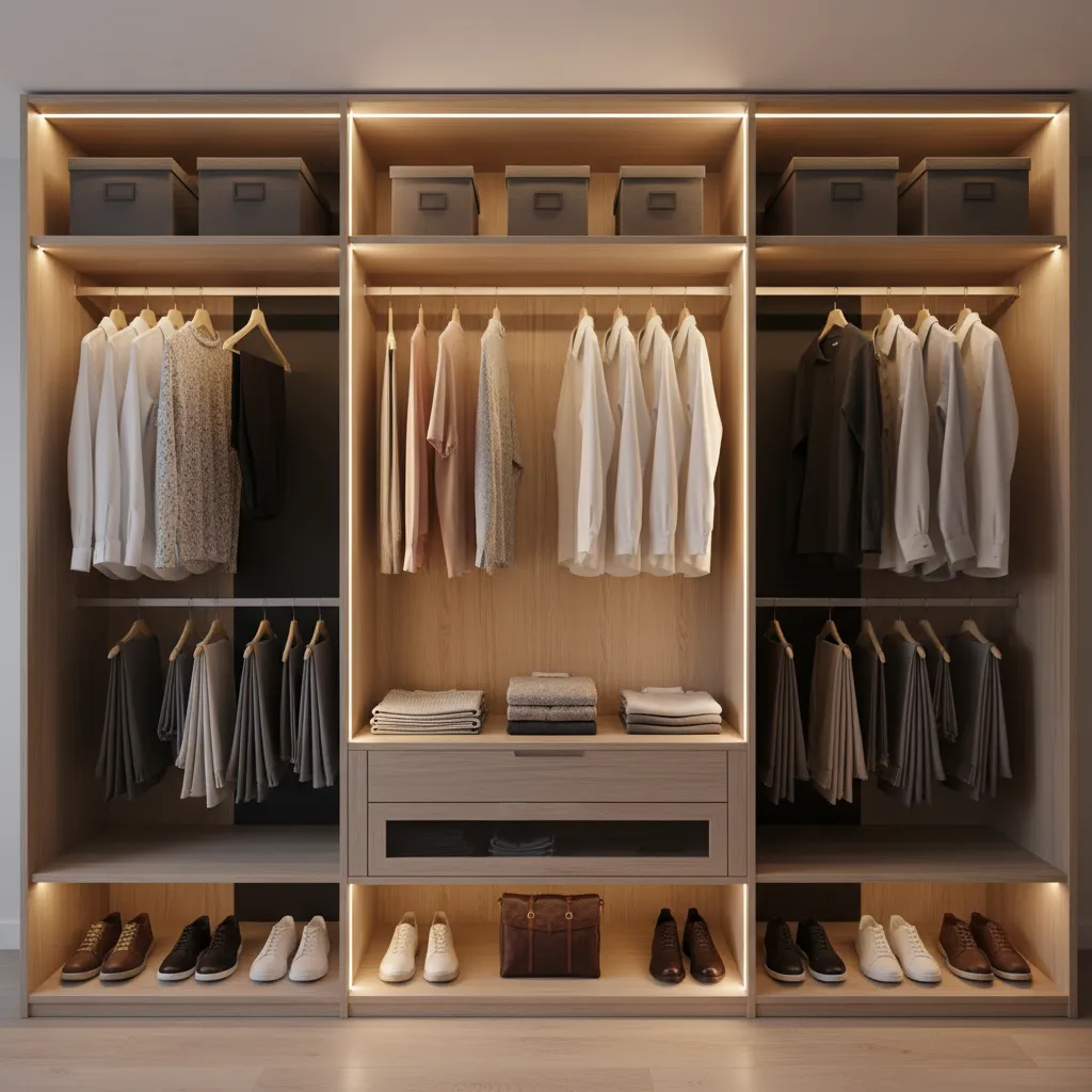 Iluminación interior de armarios: diseño y soluciones