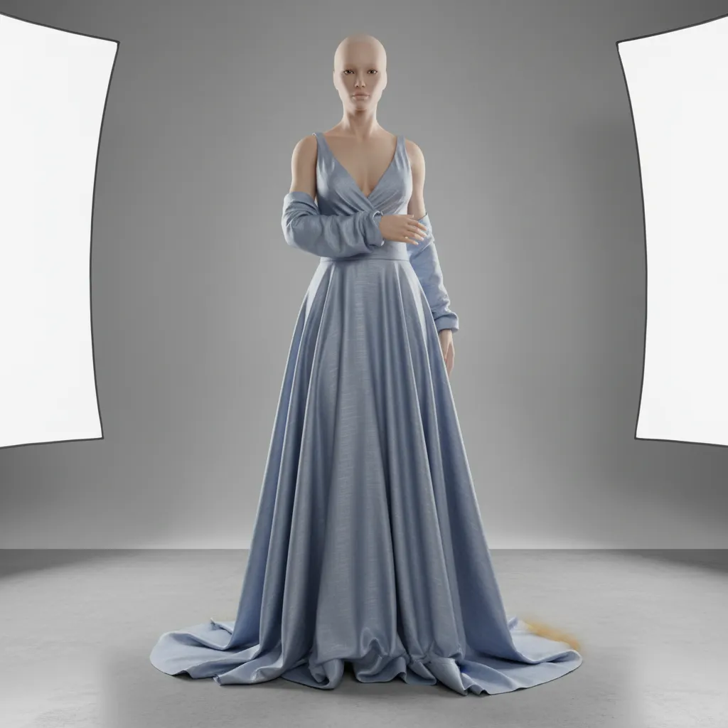 Cloth simulation generating natural folds on a 3D garment