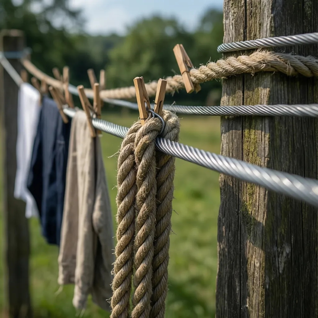 Comparison of rope clothesline and coated steel wire clothesline