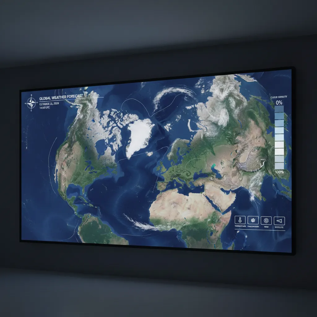 Detailed cloud cover weather map used for aurora forecasting
