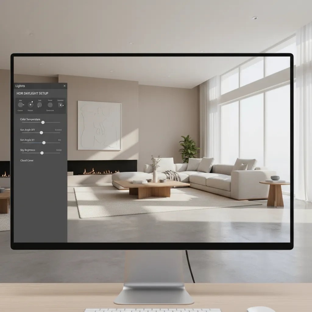 Adjusting lighting settings in an online rendering scene