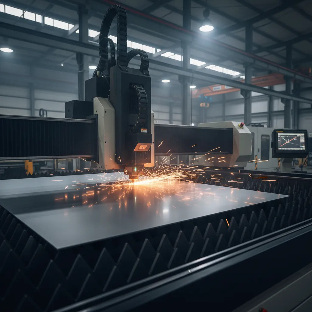 CNC machine cutting metal sheet based on DXF geometry