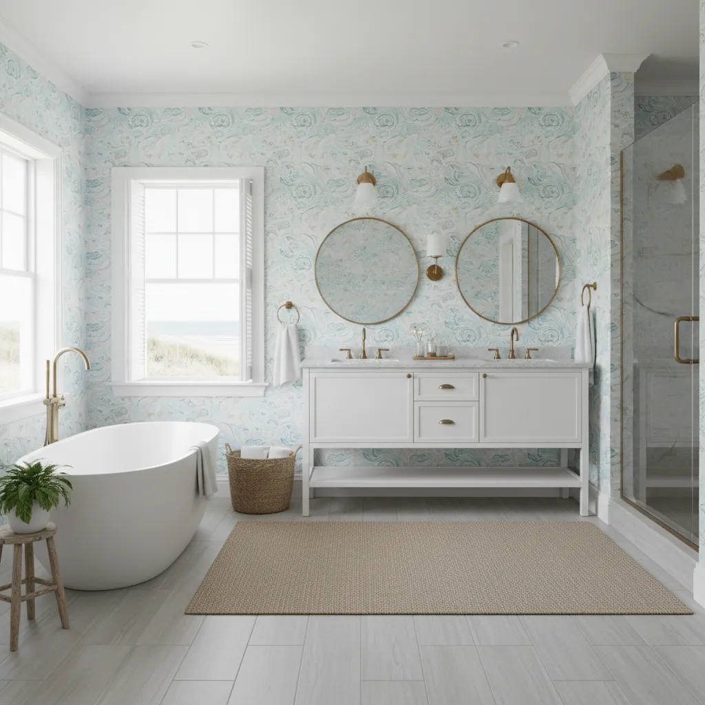 How to Choose Moisture Resistant Coastal Bathroom Wallpaper