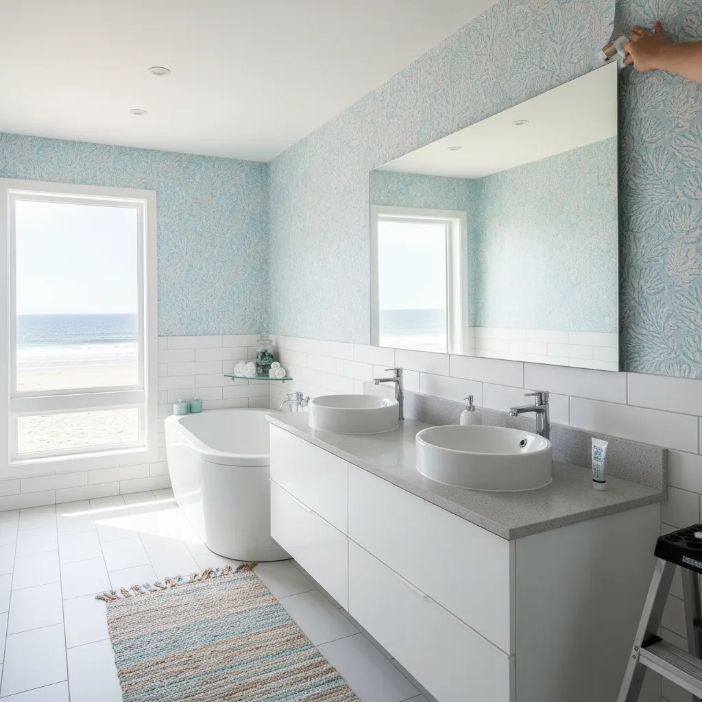 How to Fix Peeling or Moldy Bathroom Wallpaper in Coastal Bathrooms