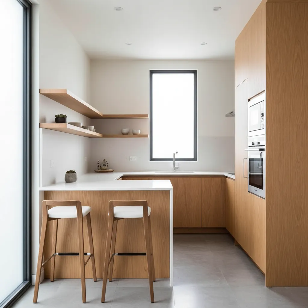 Cocina moderna pequeña en casa de 6x12
