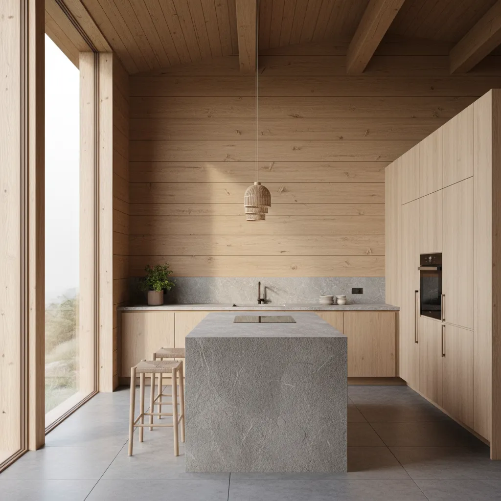 Diseño de cocinas con ventanas en casas de madera