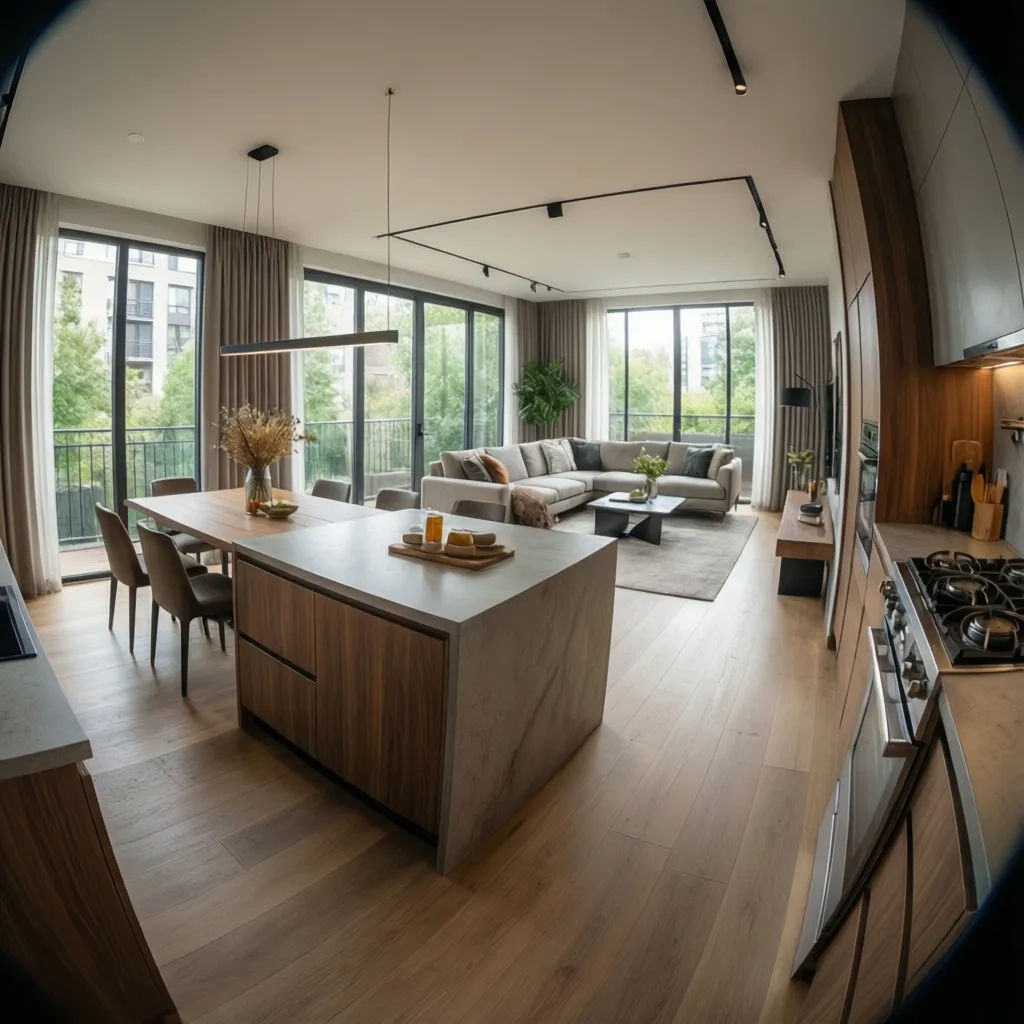 Diseño de interiores cocina comedor living