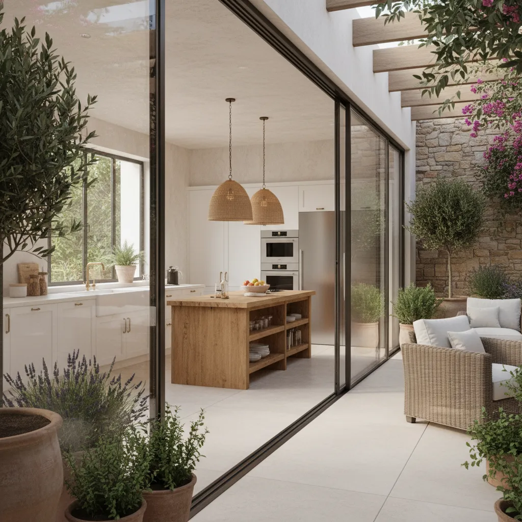 Diseño interiores de cocinas con patio