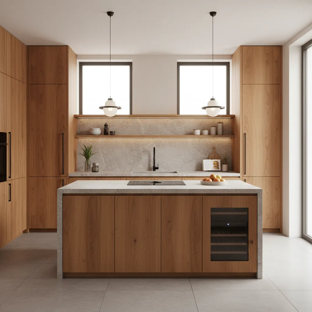 Cocina moderna diseñada a medida con distribución funcional