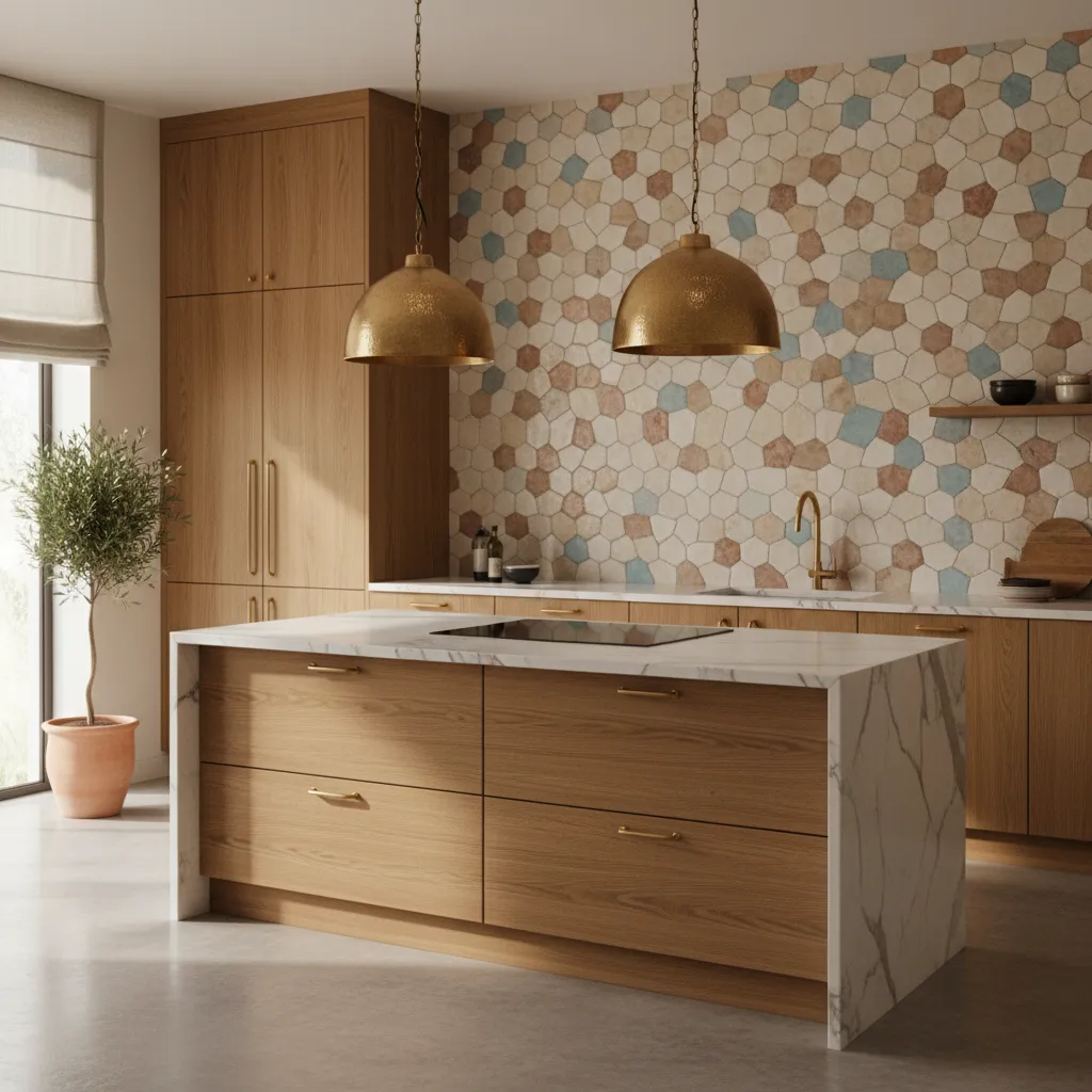 Cocina moderna con mosaico marroquí en el salpicadero