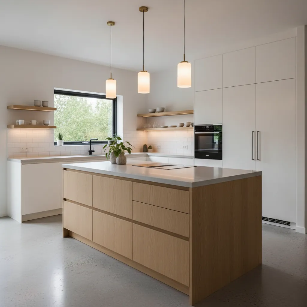 Cocina funcional bien distribuida en vivienda moderna