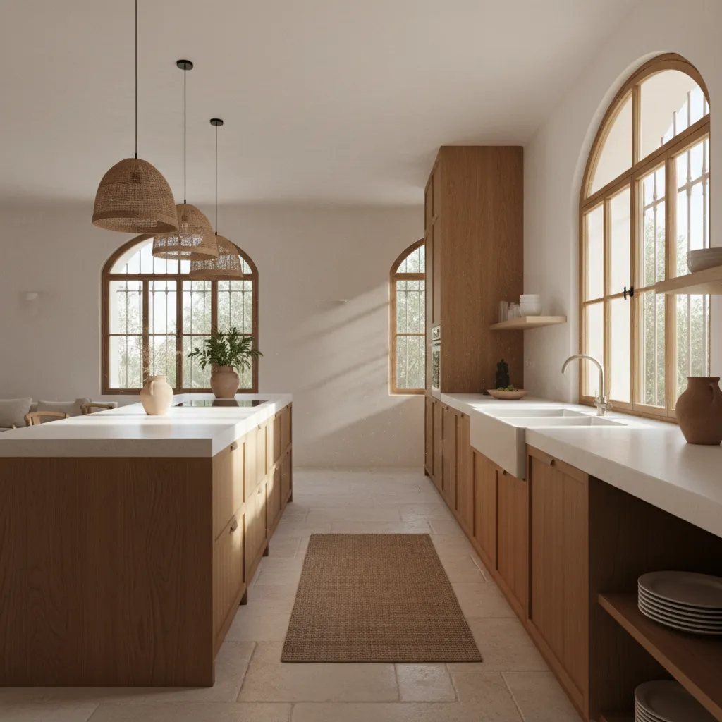 Cocina abierta estilo mediterráneo moderno