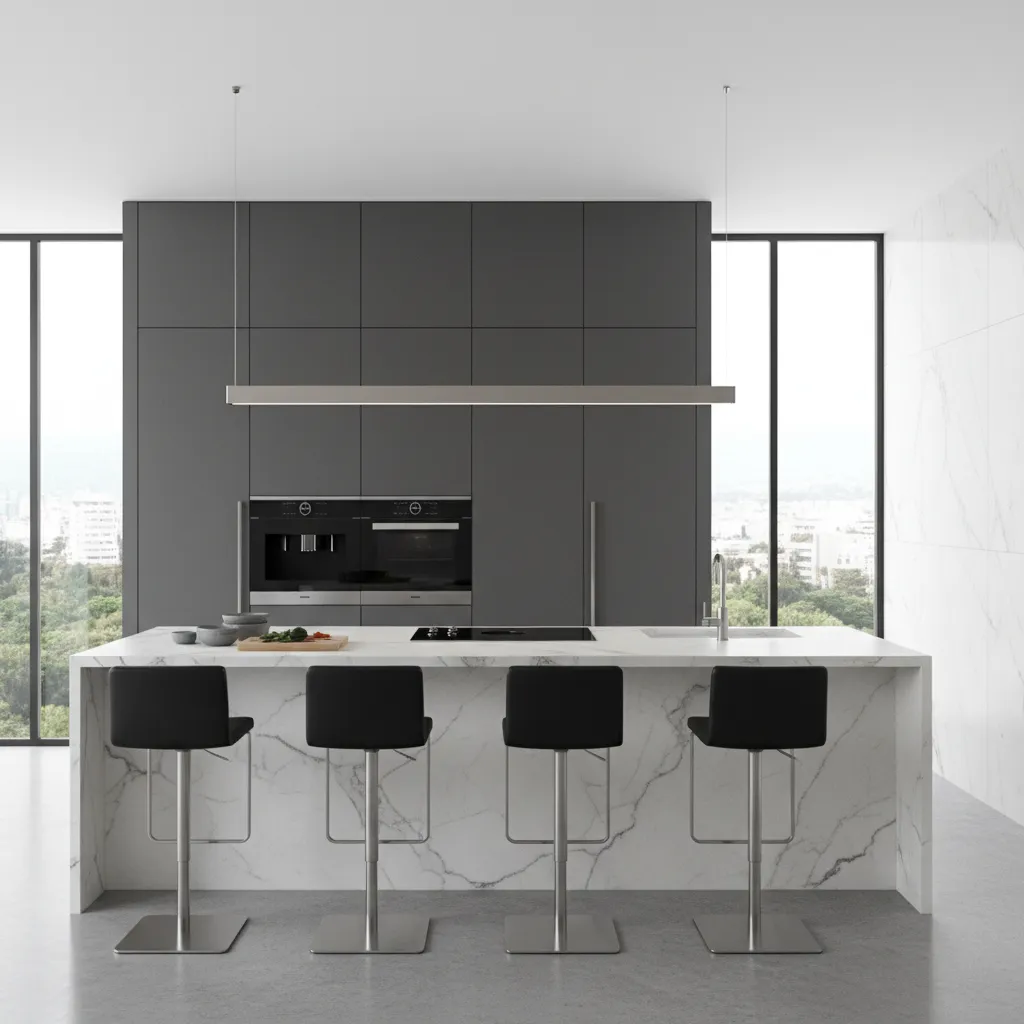 Cocina moderna integrada en casa de diseño