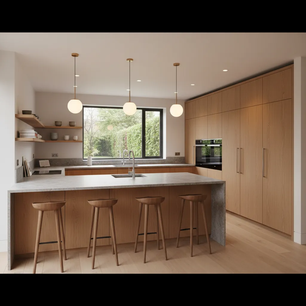 Cocina contemporánea con distribución funcional y diseño moderno