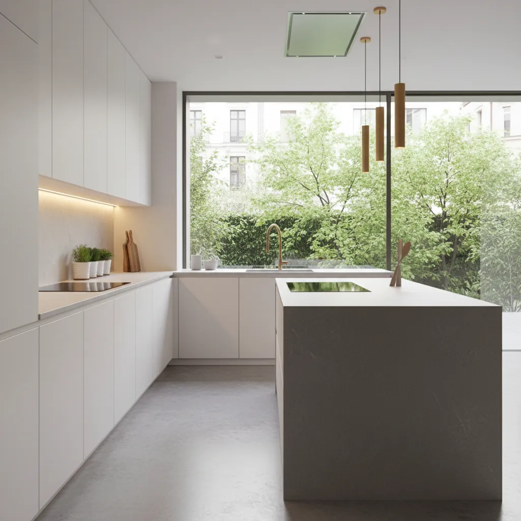 Cocina moderna con iluminación integrada en muebles