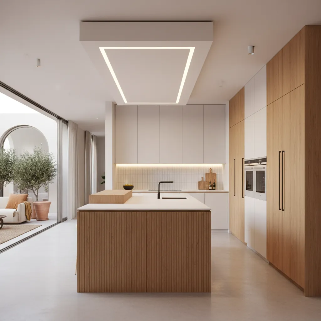 Cocina moderna integrada con isla central