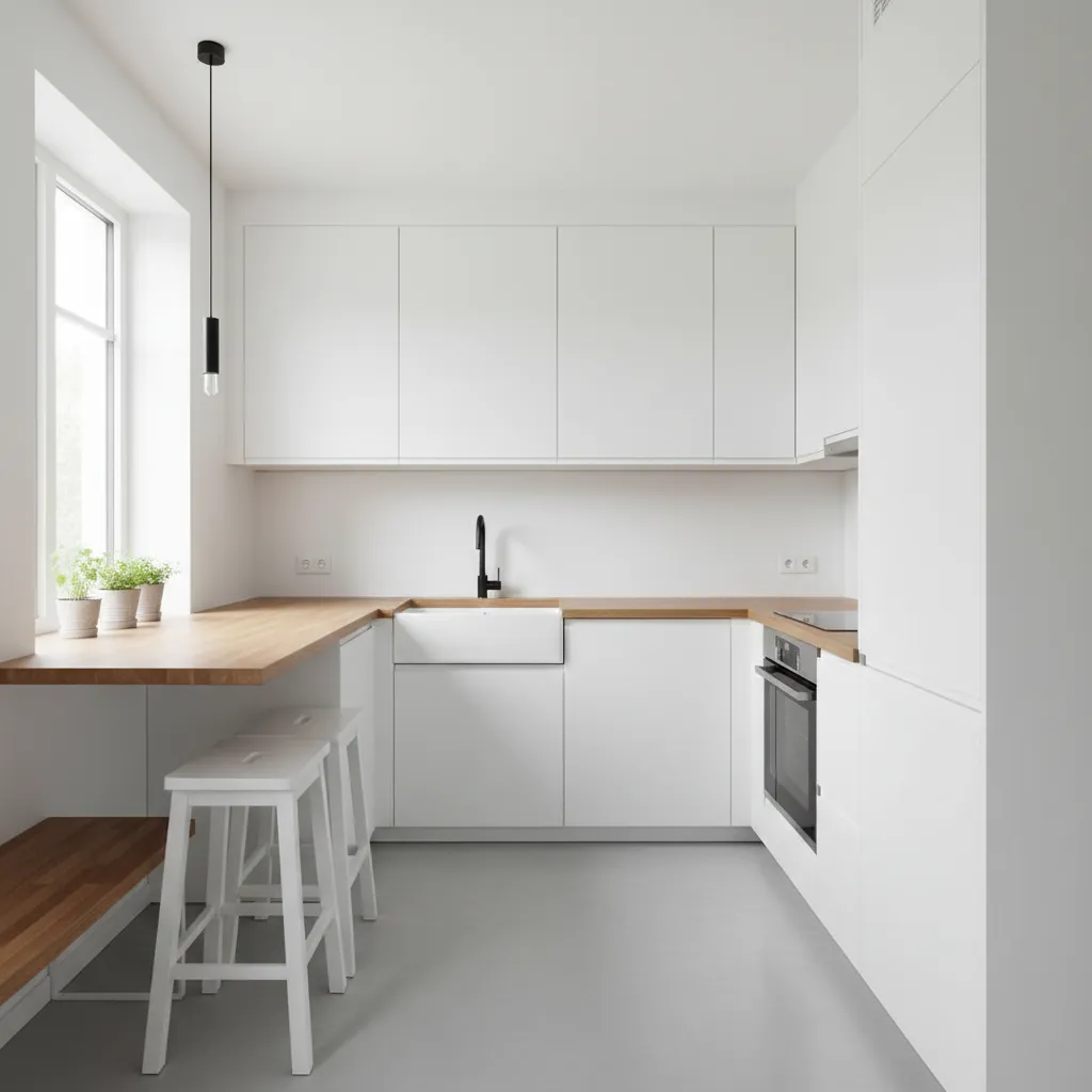 Cocina moderna compacta en una casa pequeña