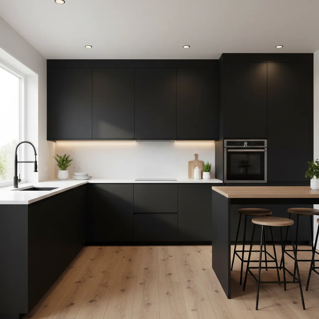 Diseño de interiores cocina negra IKEA